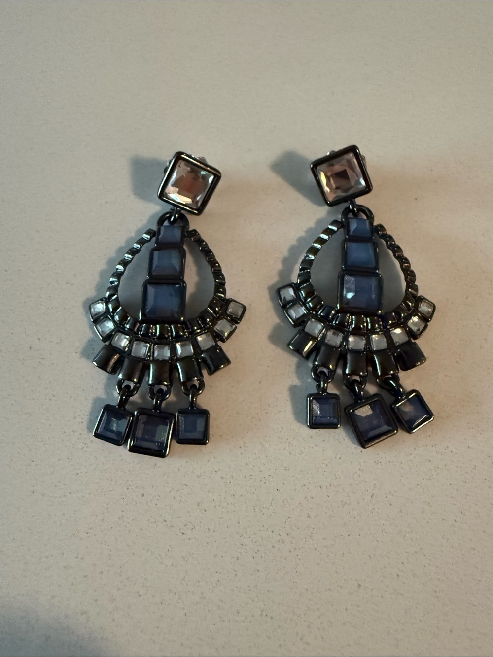 Lia Sophia Chic Navy Crystal Drop Earrings